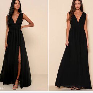 Lulu’s Heavenly Hues Black Flowy Maxi Dress Gown